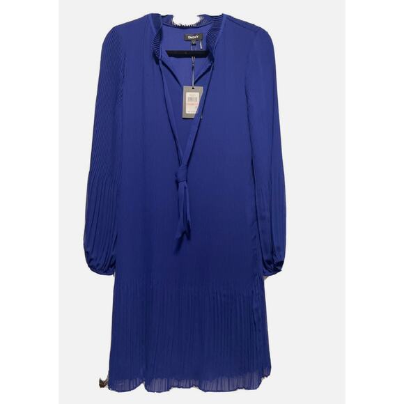 DKNY Women Pleated Midnight blue Dress Size 0P - Picture 1 of 5